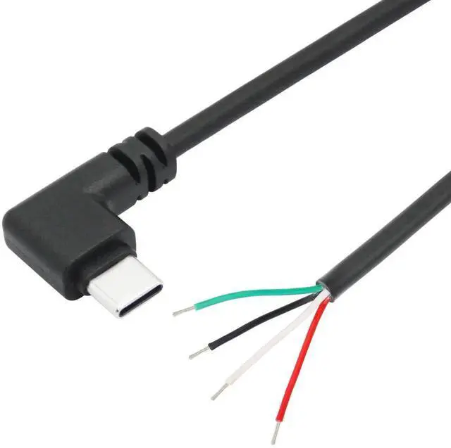 Alt view image 2 of 7 - 4Pcs 11Inch 90 Degree USB C to 4 Pin Bare Wire Cable, Right Angle USB Type C Male Plug Open End Pigtail Wire, 5V/2A Power Data Cord for USB Device Replacement Repair DIY Project