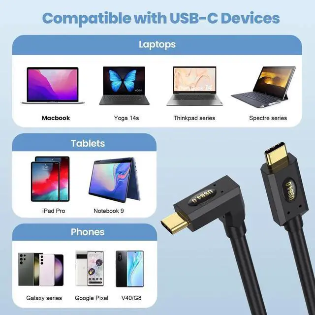 Alt view image 6 of 6 - 4FT/1.2M Straight to Straight Female to Female Coiled USB4.0 Cable, USB C to USB C Spiral Spring Cord, 40Gbps Data Transfer, 240W PD Fast Charging, 8K/6K@60Hz UHD Video