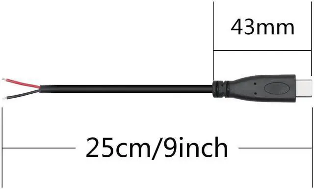 Alt view image 5 of 7 - 4Pcs 9Inch/25cm Short USB C to 2 Pin Bare Wire Cable, USB Type C Male Plug Open End Pigtail Power Wire, 5V/3A for USB C Equipment Installation, Replacement Repair and DIY Projects