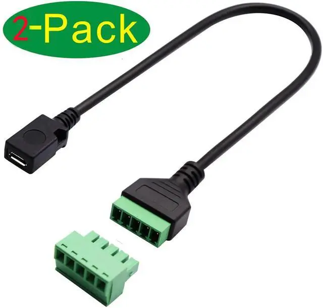 Alt view image 6 of 7 - 2Pack 30CM Micro USB Screw Terminal Block Cable, Micro USB 2.0 Female to 5 Pin Screw Bolt Adapter Connector with Shield Terminals