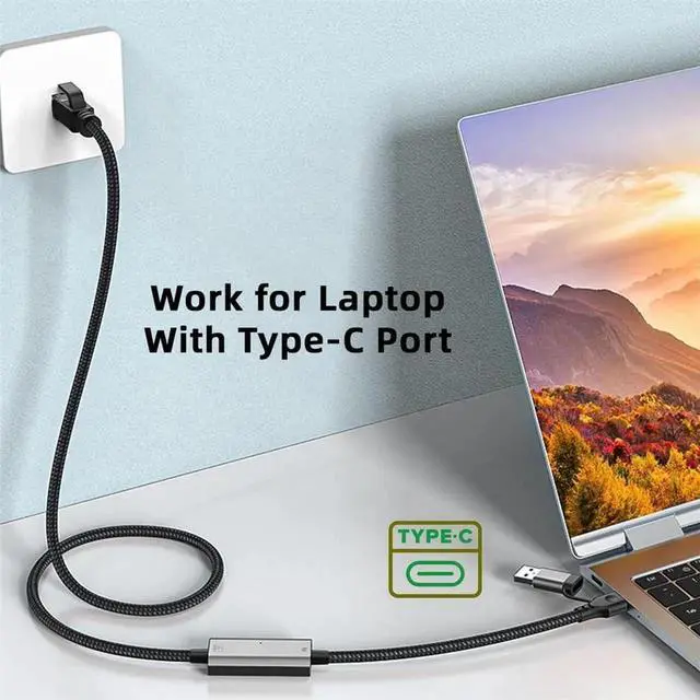 Alt view image 3 of 7 - 120cm USB-A & USB-C Combo to RJ45 Male Gigabit Ethernet Cable, 1000Mbps LAN Network Direct Connect Cord