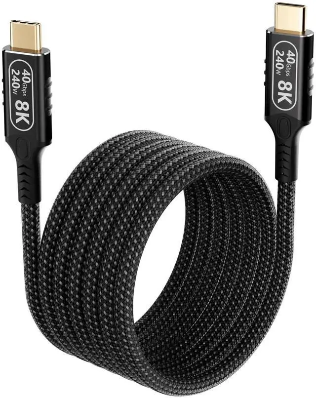 Main image of 6.6FT/2M Nylon Braided USB C to USB C Cable, USB4 Thunderbolt 4 Compatible, 40Gbps Data Transfer, 240W PD Fast Charging, Single 8K/Dual 4K Video, Male to Male Cord for Monitor Laptop Thunderbolt 3
