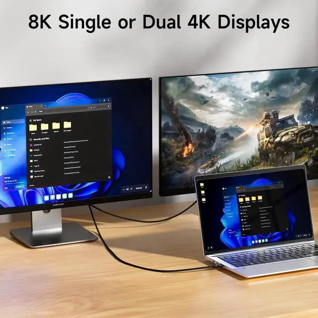 Alt view image 7 of 7 - 6.6FT/2M Nylon Braided USB C to USB C Cable, USB4 Thunderbolt 4 Compatible, 40Gbps Data Transfer, 240W PD Fast Charging, Single 8K/Dual 4K Video, Male to Male Cord for Monitor Laptop Thunderbolt 3