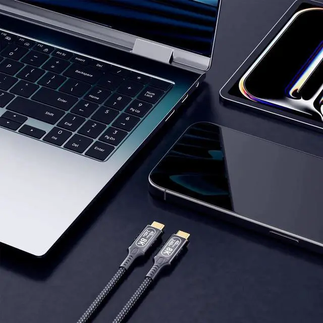 Alt view image 2 of 7 - 6.6FT/2M Nylon Braided USB C to USB C Cable, USB4 Thunderbolt 4 Compatible, 40Gbps Data Transfer, 240W PD Fast Charging, Single 8K/Dual 4K Video, Male to Male Cord for Monitor Laptop Thunderbolt 3