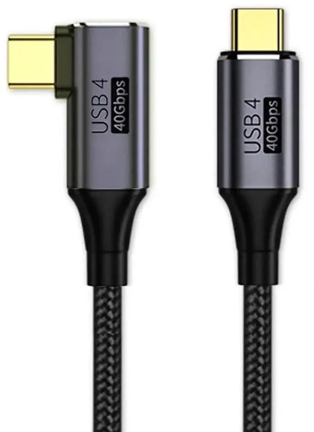 Main image of 1M 90 Degree Right Angled USB4 Cable, Right Angle to Straight USB4.0 Cord, 40Gbps Data Transfer, 100W PD Fast Charging, 5K@60Hz Video, Compatible with Thunderbolt 3/4