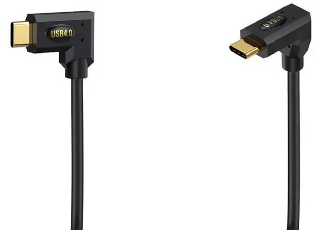 Main image of 4FT/1.2M Spring Coiled USB4.0 Cable, Up/Down to Left/Right Angled USB C to USB C Cord, 40Gbps Data Transfer, 240W PD Fast Charging, 8K/6K@60Hz Video Male to Male Spiral Cable