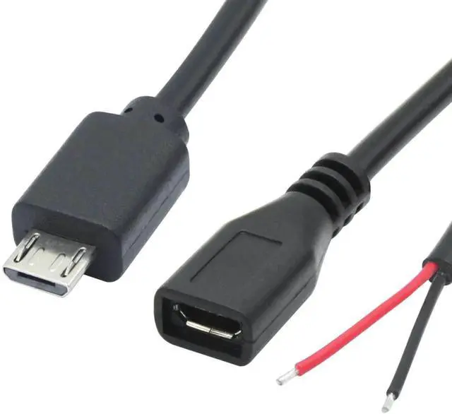 Alt view image 4 of 7 - 4Pcs 30cm/11.8in Short Micro USB Male & Female 2 Pin Bare Wire Cable, 22AWG 3A Micro USB to Open End Pigtail Power Cord for Equipment Installation, Replacement Repair and DIY Projects