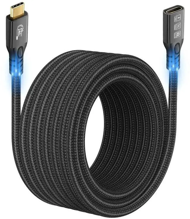 Main image of 10FT USB C 3.2 Gen2 Extension Cable, 20Gbps Type C Male to Female Extender, 240W PD Fast Charging, 4K@60Hz Ultra HD Video, Compatible with External SSD, eGPU and USB-C Devices