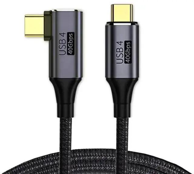 Main image of 2M 90 Degree Right Angled USB4.0 Cable, Right Angle to Straight USB C Cord, 40Gbps Data Transfer, 100W PD Charging, 5K@60Hz Display, Compatible with Thunderbolt 3/4