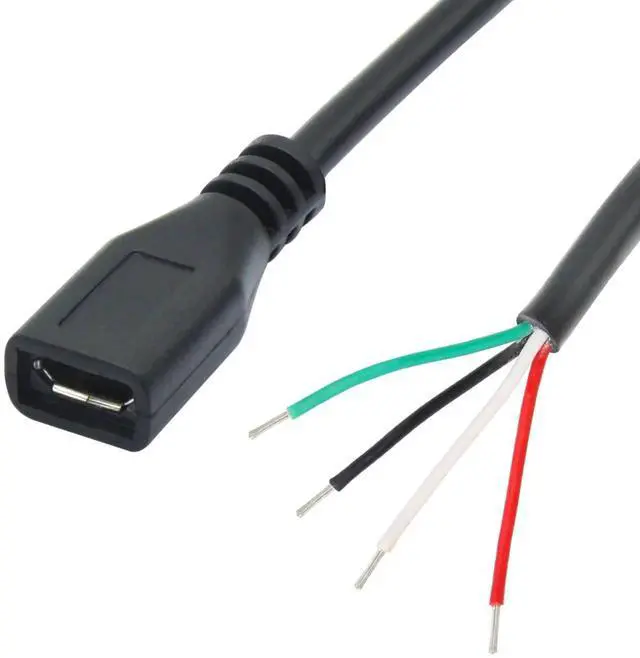 Alt view image 7 of 7 - 4Pcs 11inch Short Micro USB Female 4 Pin Bare Wire Cable, 24AWG 5V/2A Open End Pigtail Power Data Cord for Device Installation, Replacement Repair and DIY Electronics