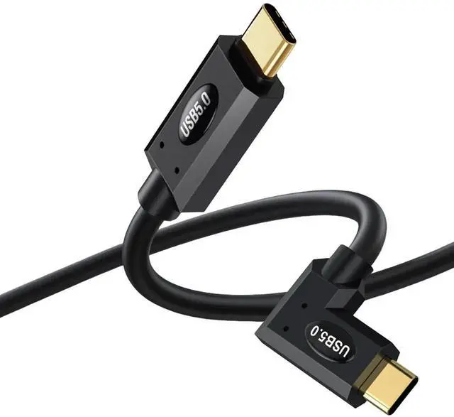 Main image of 2FT Right Angle Thunderbolt 5 USB C Cable, 90 Degree 80Gbps /120Gbps Bandwidth, 240W PD Fast Charging, Dual 8K Display USB-C Cord Compatible with MacBook, iPhone 16, SSD