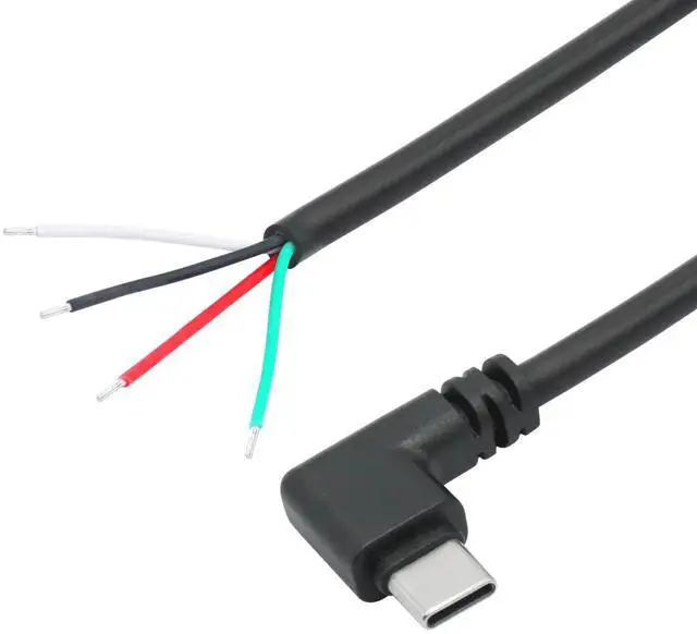 Alt view image 6 of 7 - 4Pcs 11inch 90 Degree Right Angle USB C Male to 4 Pin Bare Wire Cable, 22AWG 5V/3A Open End Pigtail Power Data Cord for Type C Device Replacement, Repair & DIY Electronics