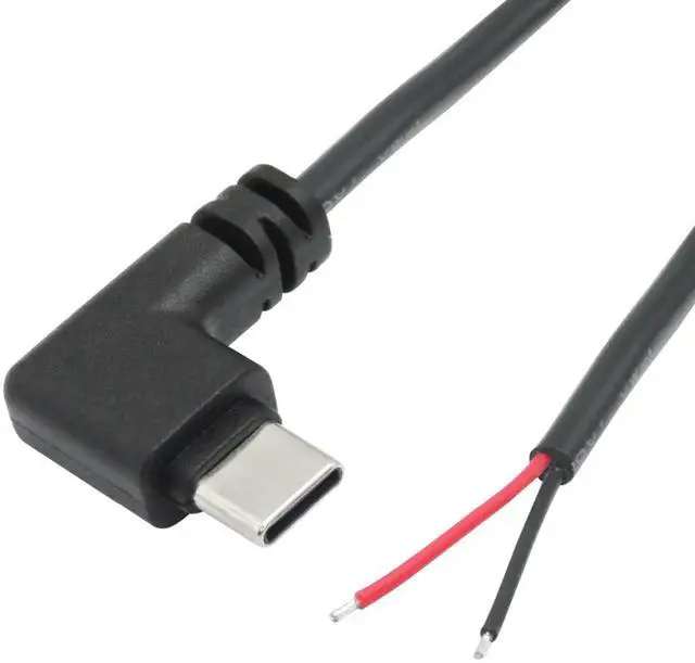 Alt view image 6 of 6 - 4Pcs 9inch 90 Degree Right Angle USB C to 2 Pin Bare Wire Cable, 5V/3A Type C Male Open End Pigtail Power Cord for Device Installation, Replacement Repair & DIY Electronics