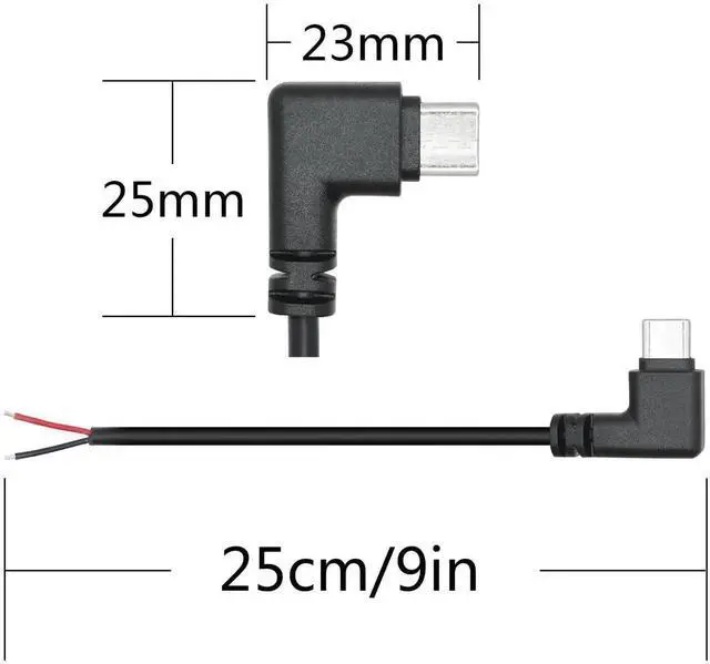 Alt view image 5 of 6 - 4Pcs 9inch 90 Degree Right Angle USB C to 2 Pin Bare Wire Cable, 5V/3A Type C Male Open End Pigtail Power Cord for Device Installation, Replacement Repair & DIY Electronics