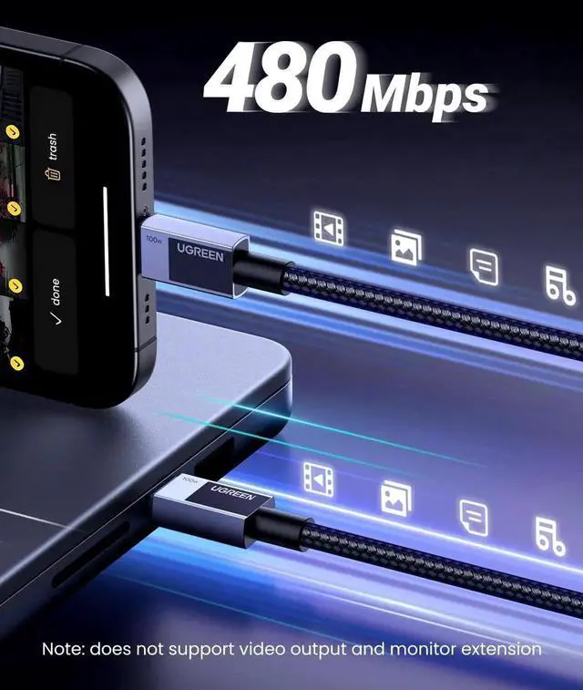 Alt view image 4 of 7 - UGREEN 10FT USB C to USB C Cable, 100W PD Fast Charging Type C Charger Cord Compatible with iPhone 17/17 Pro/17 Pro Max/16, MacBook Pro/Air, Galaxy S25/S24, iPad Pro/Air, Pixel 9