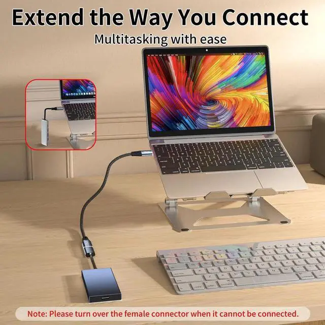 Alt view image 3 of 7 - USB-C Extension Cable 6.6FT/2M, USB C Male to Female Thunderbolt 4 Compatible Cable, 40Gbps High Speed Data Transfer, 8K Video Display & 240W PD Fast Charging for Docking Station