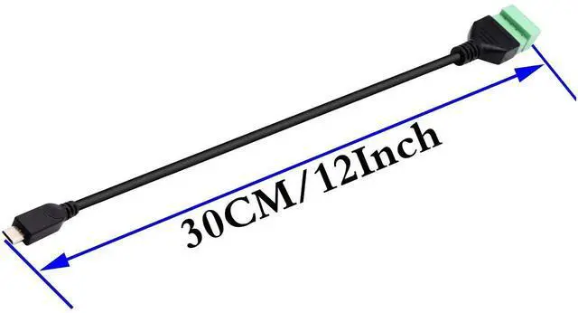 Alt view image 3 of 6 - 2Pcs 30CM Micro USB 2.0 Male to 5 Pin Screw Terminal Block Cable, Shielded Pluggable Bolt Screw Terminal Connector Adapter Wire for DIY Power Data Project