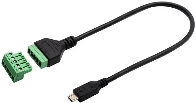 Alt view image 4 of 6 - 2Pcs 30CM Micro USB 2.0 Male to 5 Pin Screw Terminal Block Cable, Shielded Pluggable Bolt Screw Terminal Connector Adapter Wire for DIY Power Data Project