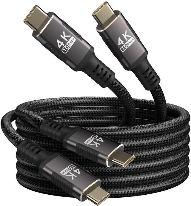 Main image of 2-Pack 6.6ft USB C 3.1 Gen 1 Cable, Nylon Braided Compatible with Thunderbolt 3, 10Gbps Data Transfer, 100W Fast Charging, 4K@60Hz 2K@120Hz Video Output Type-C Monitor Cord