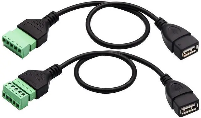 Alt view image 5 of 7 - 2 Pack 30CM USB 2.0 A Female to 5 Pin Screw Terminal Block Cable, Shielded Pluggable Bolt Screw Terminal Adapter Wire for DIY Power Circuit Project