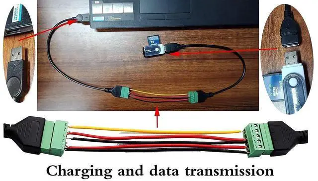 Alt view image 6 of 7 - 2 Pack 30CM USB 2.0 A Female to 5 Pin Screw Terminal Block Cable, Shielded Pluggable Bolt Screw Terminal Adapter Wire for DIY Power Circuit Project