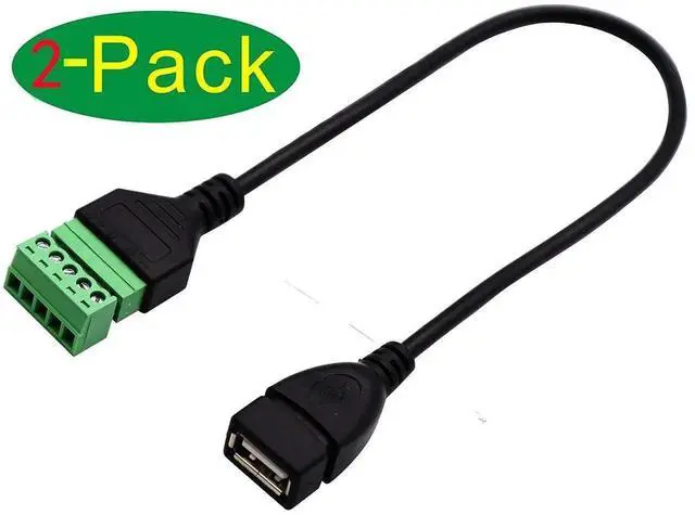 Alt view image 3 of 7 - 2 Pack 30CM USB 2.0 A Female to 5 Pin Screw Terminal Block Cable, Shielded Pluggable Bolt Screw Terminal Adapter Wire for DIY Power Circuit Project