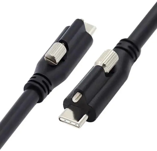 Main image of 2.0M/6.56FT Screw Locking USB 3.1 Type-C to USB-C Cable, Panel Mount Connector, 10Gbps Data, 65W PD 3.25A Fast Charging USB 3.0 Cord for Laptop Tablet