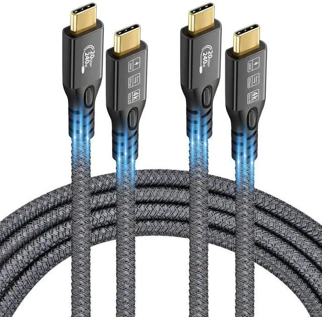 Main image of 2 Pack 1M USB C 3.2 Gen2x2 Cable, 20Gbps Data Transfer, 4K@60Hz UHD Video, 5A 240W PD3.1 Fast Charging Cord with E-Marker, Compatible with Thunderbolt 3/4, iPhone 15 Pro, MacBook