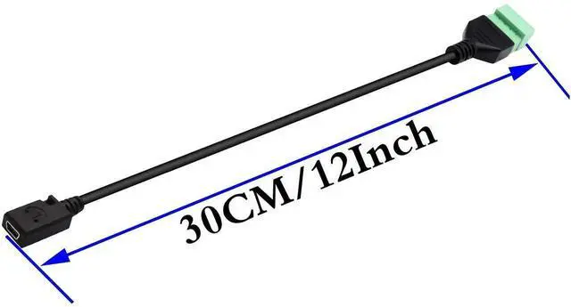 Alt view image 4 of 7 - 2Pack 30CM Mini USB 2.0 Female to 5 Pin Screw Terminal Block Cable, Shielded Pluggable Bolt Screw Terminal Connector Adapter Wire for DIY Power Data Circuit Project