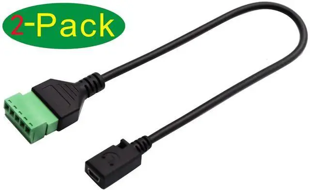 Alt view image 5 of 7 - 2Pack 30CM Mini USB 2.0 Female to 5 Pin Screw Terminal Block Cable, Shielded Pluggable Bolt Screw Terminal Connector Adapter Wire for DIY Power Data Circuit Project