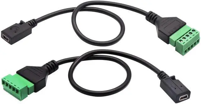 Alt view image 3 of 7 - 2Pack 30CM Mini USB 2.0 Female to 5 Pin Screw Terminal Block Cable, Shielded Pluggable Bolt Screw Terminal Connector Adapter Wire for DIY Power Data Circuit Project