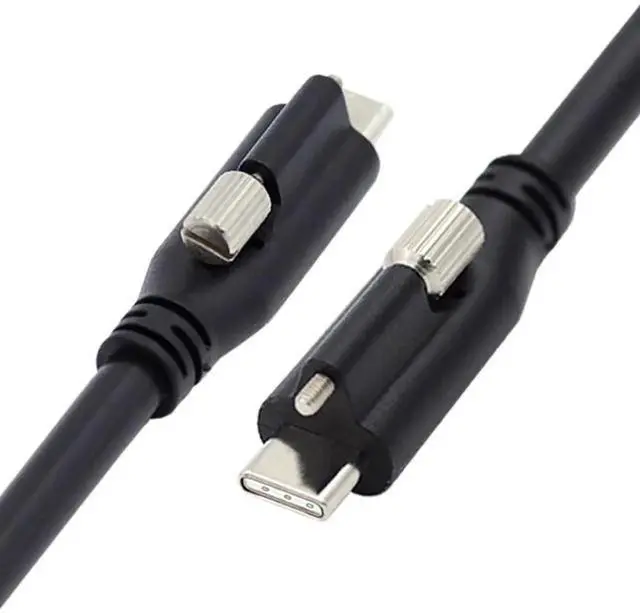 Main image of 9.84FT/3.0M Screw Locking USB 3.1 Type-C to Type-C Cable, 10Gbps Data Transfer, 65W PD Charging 3.25A, Single Panel Mount USB 3.0 Cord for Laptop Tablet Industrial Device