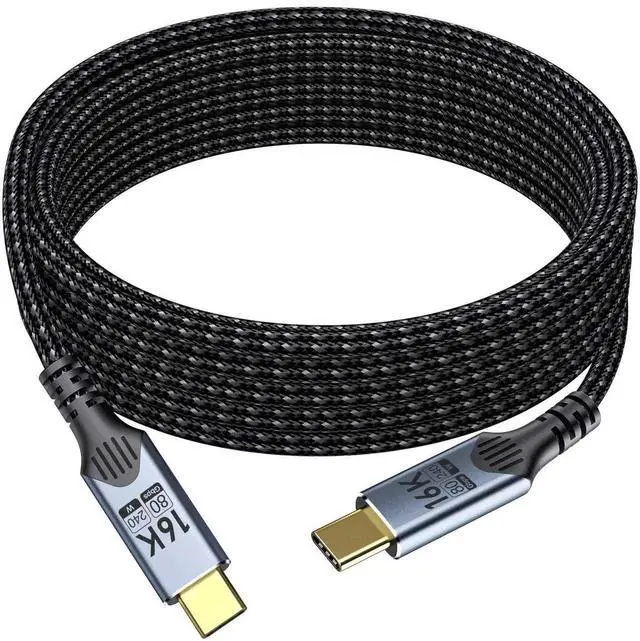 Main image of 6FT/2M Long USB C to USB C Braided Cable, Compatible with Thunderbolt 5, 80Gbps High Speed Data Transfer, 240W PD Fast Charging, 16K/8K/4K UHD Video Output, Compatible with Thunderbolt 4/3