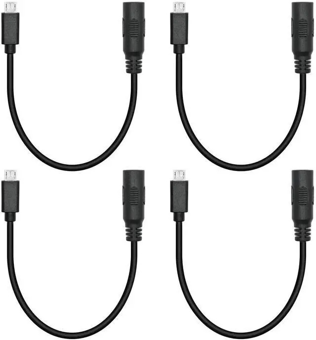 Main image of 4Pcs 6inch DC 5.5x2.1mm to Micro USB Power Cord, DC 5521 Female to Micro USB Male Plug, 5V 3A Charging Extension Cable for LED Desk Lamp, Small Fan and More