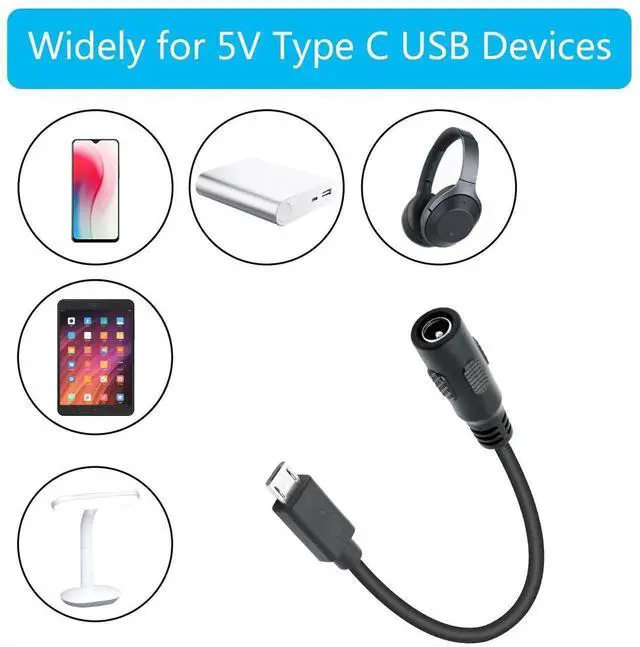 Alt view image 3 of 6 - 4Pcs 6inch DC 5.5x2.1mm to Micro USB Power Cord, DC 5521 Female to Micro USB Male Plug, 5V 3A Charging Extension Cable for LED Desk Lamp, Small Fan and More