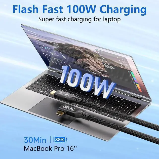 Alt view image 5 of 7 - 16.5FT USB C to USB C Cable, 20Gbps Data Transfer, 4K@60Hz UHD Video, 100W PD Fast Charging Cord Compatible with iPhone 15/16, MacBook Pro, Samsung Galaxy S21/S22/S23