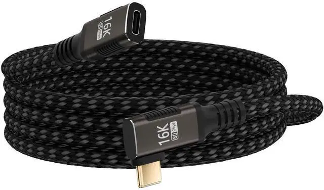 Main image of 6.6FT 90 Degree Right Angle USB C Extension Cable, Thunderbolt 5/4/3 Compatible Extender, 80Gbps Data Transfer, 8K/16K Display & PD 240W Fast Charging, USB C Male to Female Cord
