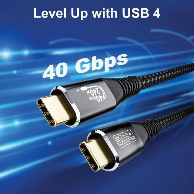Alt view image 4 of 7 - 6.6FT USB4 Long Cable, 40Gbps Data Transfer, 8K@60Hz & 4K@144Hz Video, 240W PD Fast Charging, Compatible with Thunderbolt 4/3, iPhone 15 Pro, MacBook Pro, Docking Station, eGPU, SSD, Surface Pro