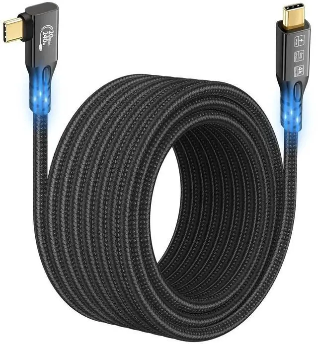 Main image of 3M 90 Degree USB C Cable, USB 3.2 Gen2x2 20Gbps Right Angle Type C Cord, 4K@60Hz UHD Video, 5A 240W PD3.1 Fast Charging with E-Marker, Compatible with Thunderbolt 3/4