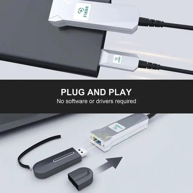 Alt view image 6 of 7 - FIBBR 32ft Fiber Optical USB 3.0 Extension Cable, Type A Male to Female Ultra-Long Extender Cord, 5Gbps High Speed Data Transfer Compatible with PlayStation, Printer, Display, Hard Drive and Webcams