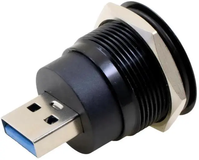 Alt view image 6 of 7 - USB 3.0 Male to Female Waterproof Panel Mount Adapter, 5Gbps Data & Charging, Threaded Round Socket Converter with Lock Nut, Dustproof Waterproof Durable Connector, Black