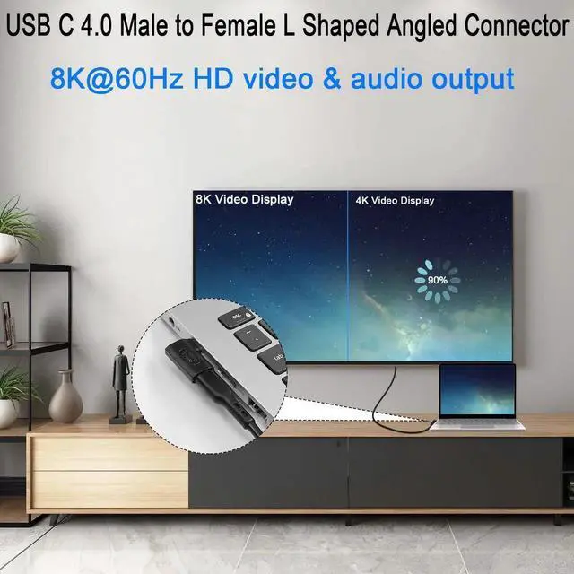 Alt view image 5 of 7 - 2Pcs 90 Degree USB4.0 Type C Angle Adapter, L-Shaped Side Bend USB C Male to Female Connector, 40Gbps Data, 240W PD 50V Fast Charging, 8K AV Transfer Compatible with Tablet, Smartphone, Steam Deck