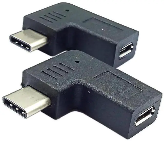 Alt view image 7 of 7 - 2 Packs 90 Degree Left & Right Angle USB-C to Micro USB Adapter, USB Type C Male to Micro USB Female Data Charging Converter for Phones, Computers and Tablets