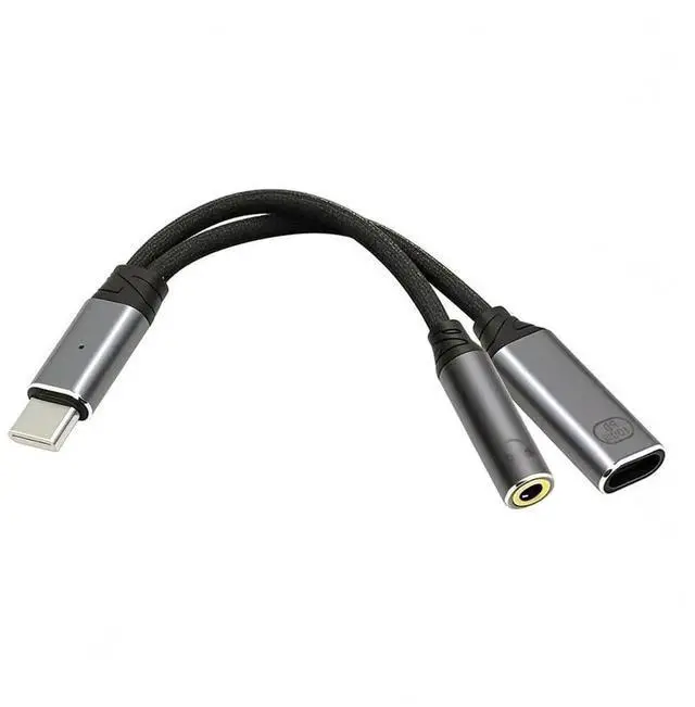 Main image of USB-C Male to 3.5mm Female Audio Adapter, 16bit 48kHz DAC AUX Dongle with 100W PD Fast Charging, Type C to Headphone Jack Converter for Laptop, Tablet, Smartphone