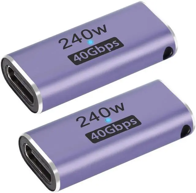 Main image of 2Pcs USB4.0 Type C Female to Female Coupler, 240W 40Gbps USB-C 4.0 Extender Adapter with LED Indicator, Supports 8K AV Video & High Speed Data Transmission