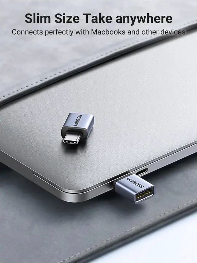 Alt view image 2 of 7 - 2 Pack UGREEN USB to USB C Adapter 10Gbps, USB C to A Converter Compatible with iPhone 16 15 Pro, Samsung, MacBook Pro Air, iPad Pro, Thunderbolt 3 4, Space Gray
