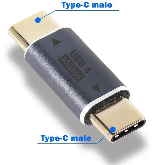 Alt view image 3 of 6 - USB Type C Male to Male Adapter, 40Gbps High Speed Aluminum Alloy Connector Compatible with Laptops Tablets Cell Phones