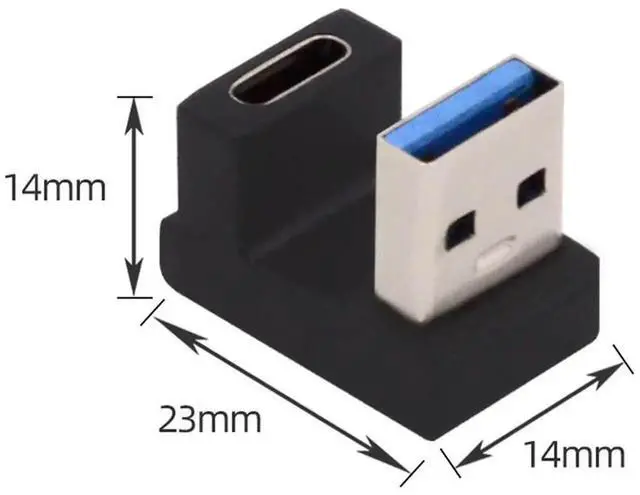 Alt view image 7 of 7 - Opposite U Shape Back Angled USB-C Female to USB 3.0 A Male Adapter, Back Bend Type C to USB A Data Connector for Laptop Desktop
