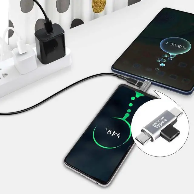 Alt view image 5 of 6 - 2 in 1 USB C Power Splitter Adapter, Type C 1 Female to 2 Male T-Type Charging Connector, 2 Pack