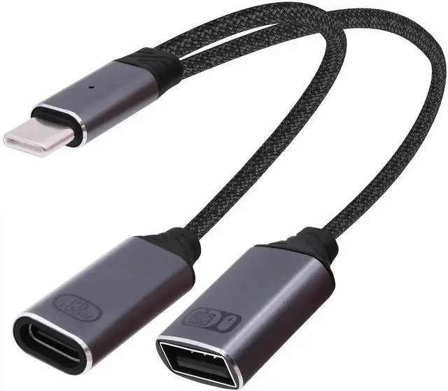 Main image of 2 in 1 USB Type-C OTG Splitter Y Cable, Type-C to USB OTG Adapter with 100W PD Fast Charging Compatible for Phone Laptop